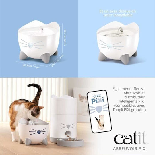 Catit Pixi Automatic Stainless Steel Waterer / Fountain for Dog & Cat 2.5lt 20.5cm in White Color