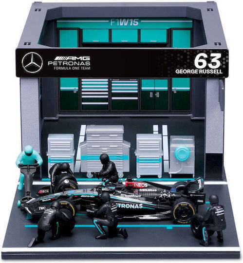 Mεταλλικο Αυτοκινητο Burago 1 43 Formula Racing F1 Mercedes W15 G.russell Pit Pass Diorama Playset 18-38452