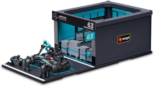 Mεταλλικο Αυτοκινητο Burago 1 43 Formula Racing F1 Mercedes W15 G.russell Pit Pass Diorama Playset 18-38452