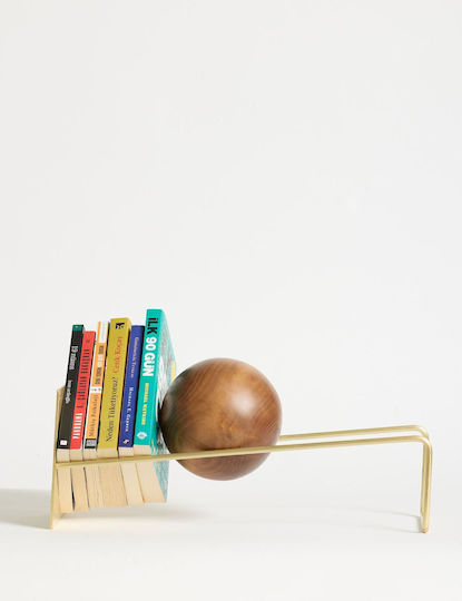 Βιβλιοστάτης Toke 438ctf1301 16,5x49x18cm Gold Hanah Home Μέταλλο Ξύλο
