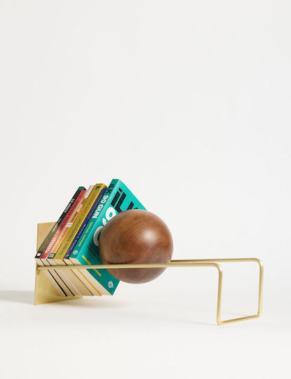 Βιβλιοστάτης Toke 438ctf1301 16,5x49x18cm Gold Hanah Home Μέταλλο Ξύλο