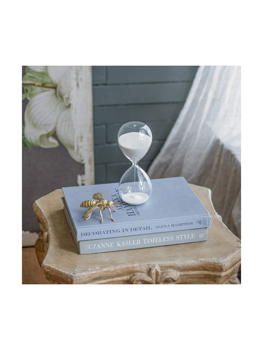 Artekko Dekorative Sanduhr In Weißer Farbe 8x8x20cm Bürodekoration Zubehör aus Glas 8x8x20cm In Weißer Farbe