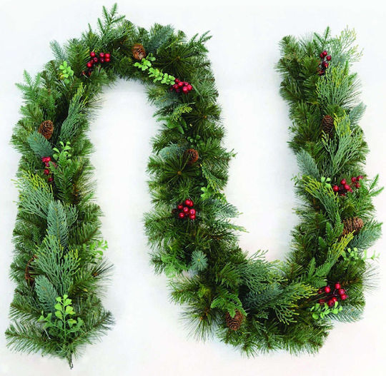 Aca Berries & Cones Christmas Garland Green 50x50cm 1pc