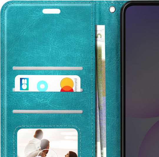 Mayaxess Wallet Case Galaxy A07 Wrist Strap Stand Function Blue Green