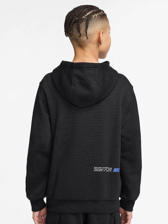 Fleece Παιδικό Φούτερ με Κουκούλα και Τσέπες Black / Orange Nsw Club