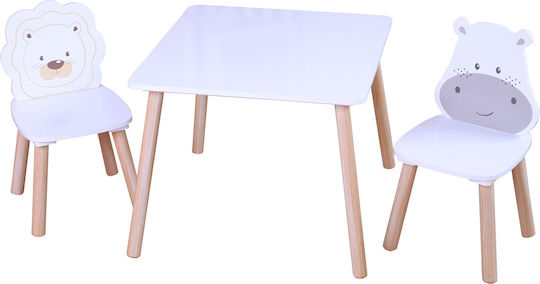 Kids Table Set with White Wooden Chairs Chipolino