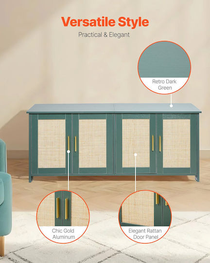 Vevor Sideboard Holz Grün 120x45x50cm