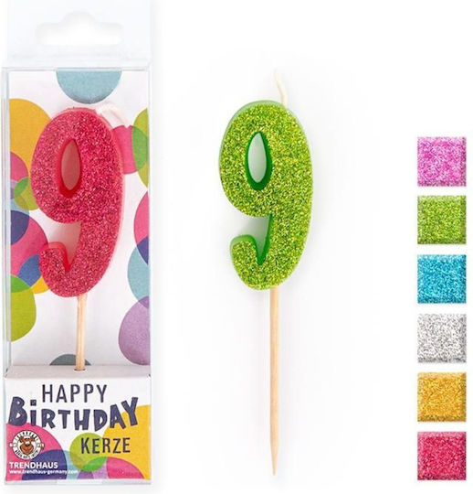 Candle Trend Glitter Mini No 9 8.8cm 957610 Random Color Selection