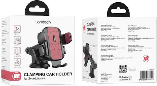 Lamtech Βάση Κινητού Αυτοκινήτου με Ρυθμιζόμενα Άγκιστρα Black/red
