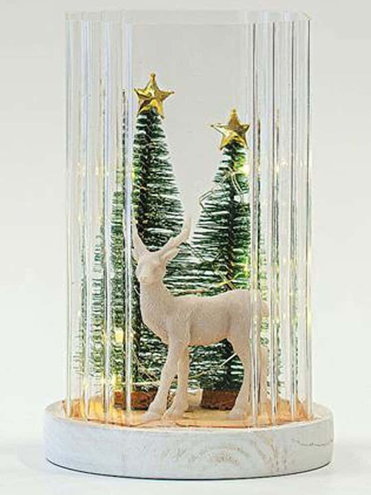 Weihnachtliche Schneekugel Beleuchtet mit Rentier 11.5x11.5x18.5cm 1Stück