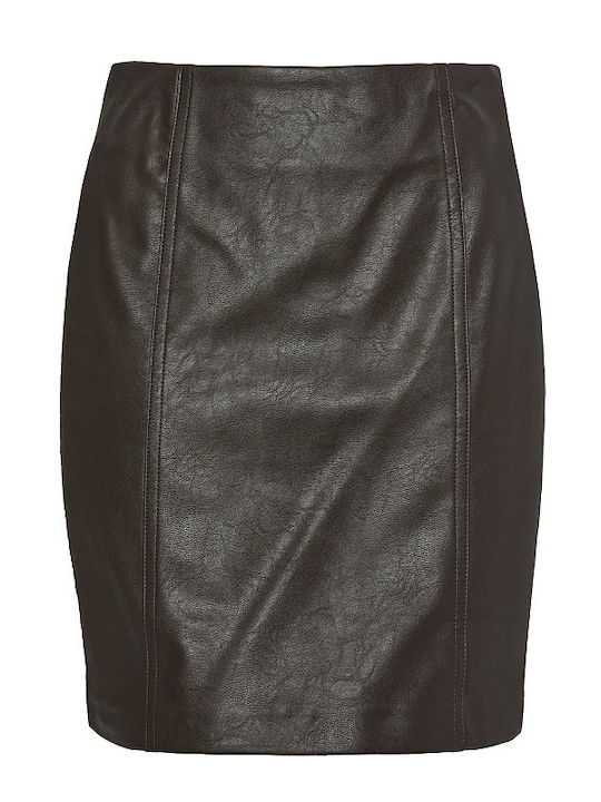 Leather Mini Skirt Brown
