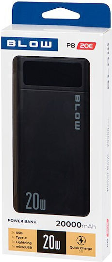 Blow PB10A Power Bank 10000mAh with 2 USB-A Ports and USB-C Port Black