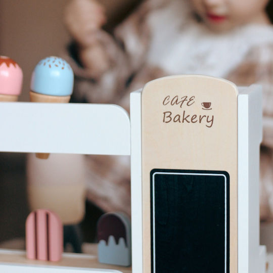 Mamabrum Stand de înghețată cu cafetieră din lemn pentru 3+ ani ani