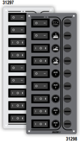 Lalizas Sp9 Ultra Boat Switch with Panels 9 Waterproof Switches, Inox 316, Anthracite, 12/24V