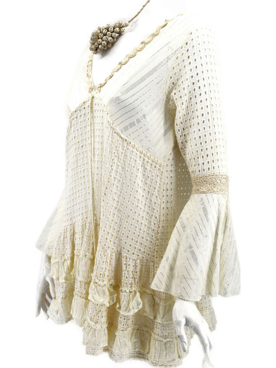 Verde Feminin Scurt Caftan de Plajă Ivory