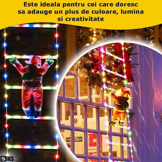 Luminat Decorativ Moș Crăciun Electrică pe Scară 165x25cm.