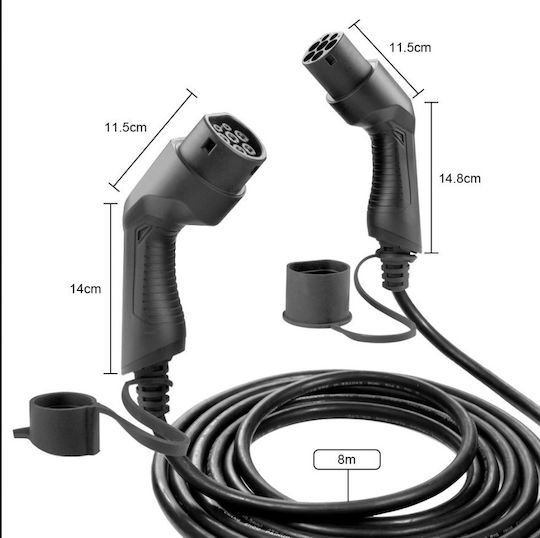Electric Car Charging Cable 7.5kW 32A Type 2 to Type 2 Single Phase Jbm 54057