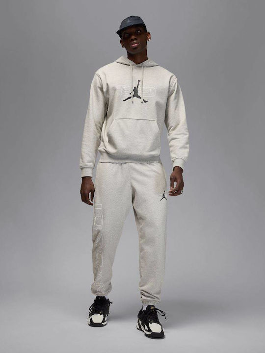 Dri-Fit Φούτερ με Κουκούλα Grey Heather / White