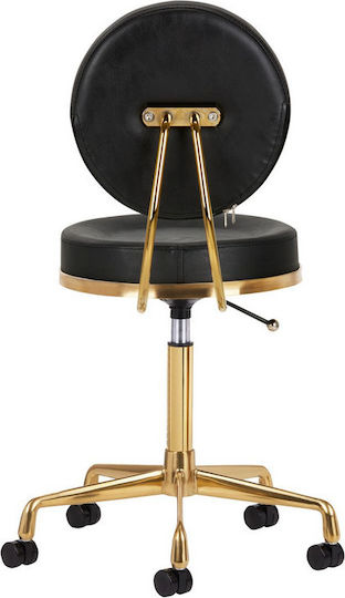 Salon Tech Wheeled Stool with Backrest Gold