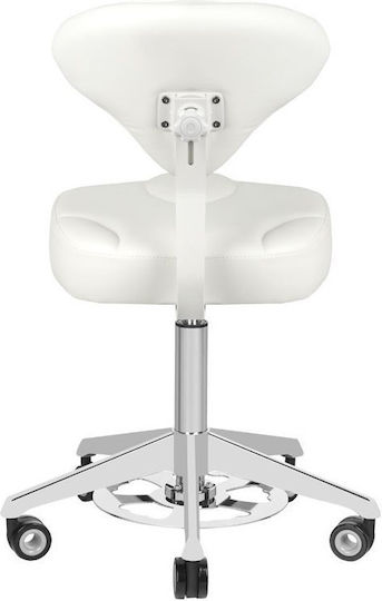 Salon Tech Wheeled Stool with Backrest White
