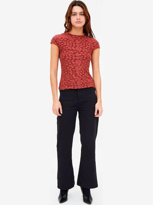 Women's T-shirt Floral Brown