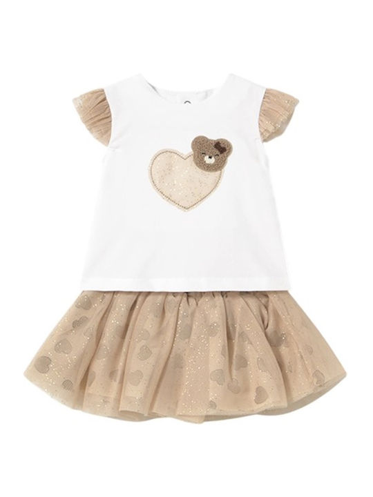 Set pentru copii cu fustă Vară 2buc Beige