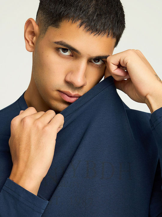 Langarm Herrenbluse Marineblau