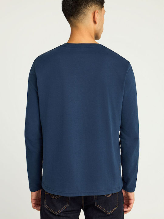 Langarm Herrenbluse Marineblau