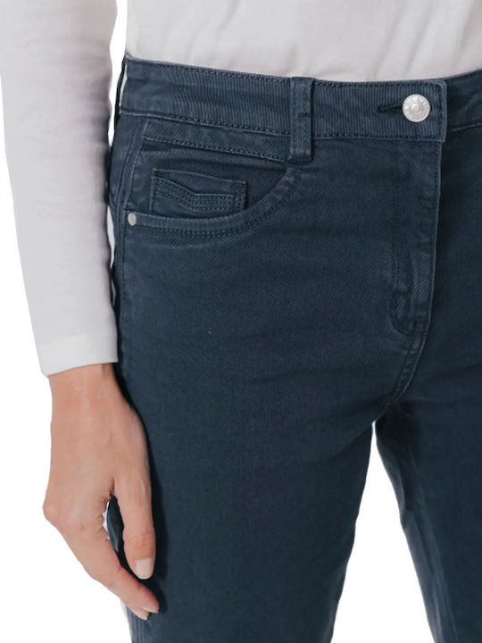 Damen Hoch tailliert Stoff Hose in Geradem Schnitt Blue