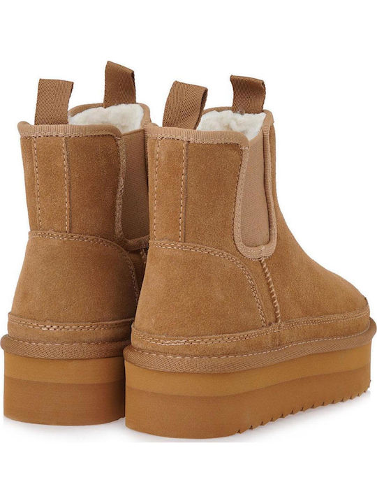 Suede Women's Ankle Boots Tabac Brown