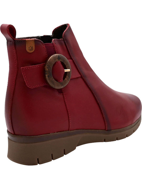 Leather Women's Ankle Boots Burgundy