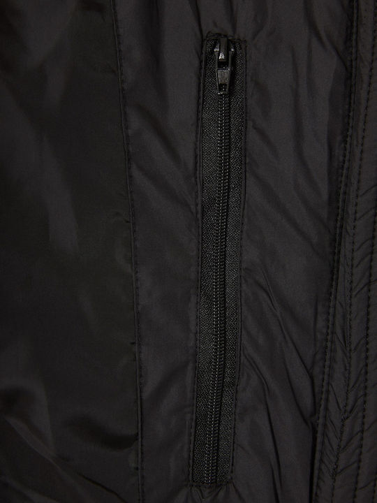 Crop Γυναικείο Puffer Μπουφάν για Χειμώνα Μαύρο