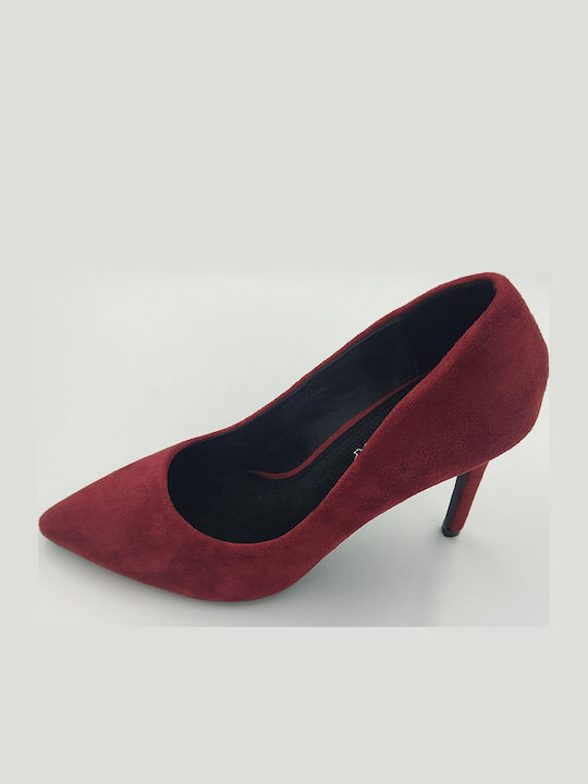 Suede Γόβες με Ψηλό Τακούνι Κόκκινες