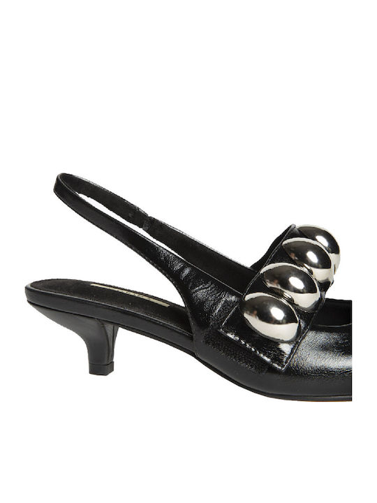 Synthetic Leather Black Low Heels