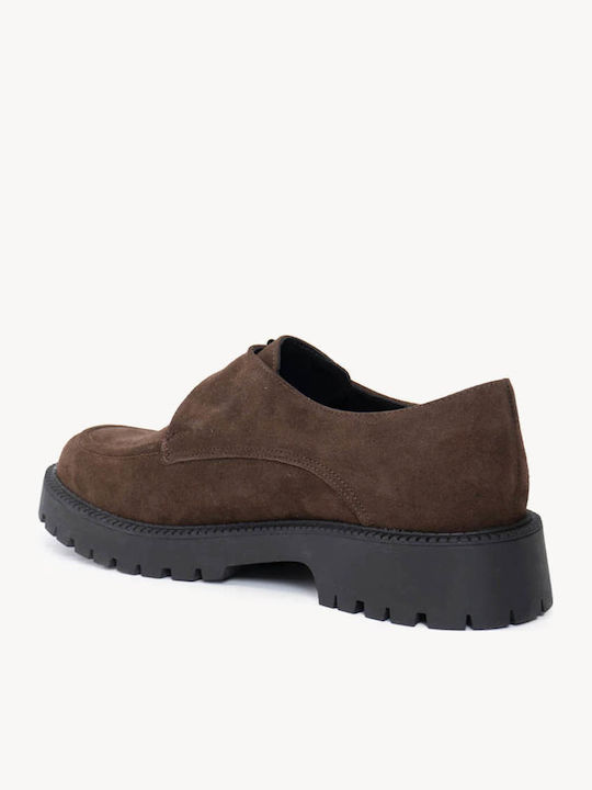 Καφέ Loafers Αγκορά Σουέντ Μεταλλική Αγκράφα