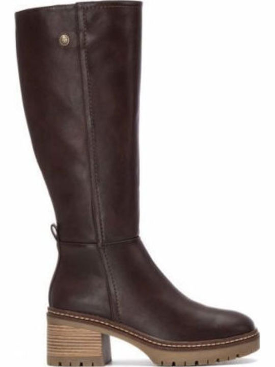 Synthetic Leather Women's Boots Brown