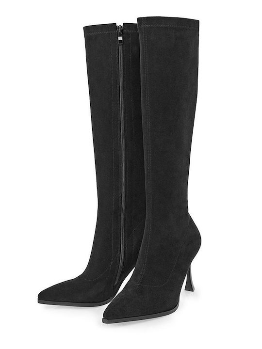 Suede High Heel Women's Boots Black