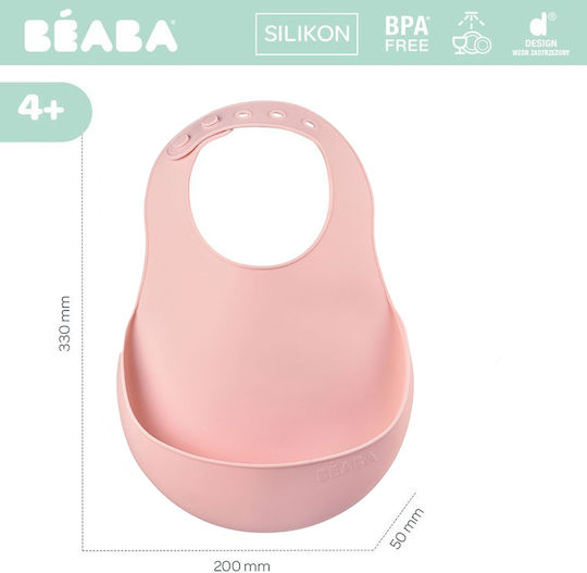 Beaba Impermeabila Bavetă Silicon cu buton & Buzunar Roz vechi