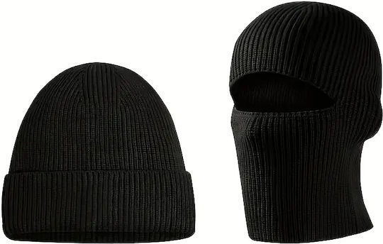 Full Face Unisex Beanie Knitted in Black color
