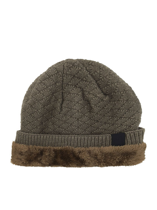 Beanie Unisex Σκούφος Πλεκτός σε Καφέ χρώμα