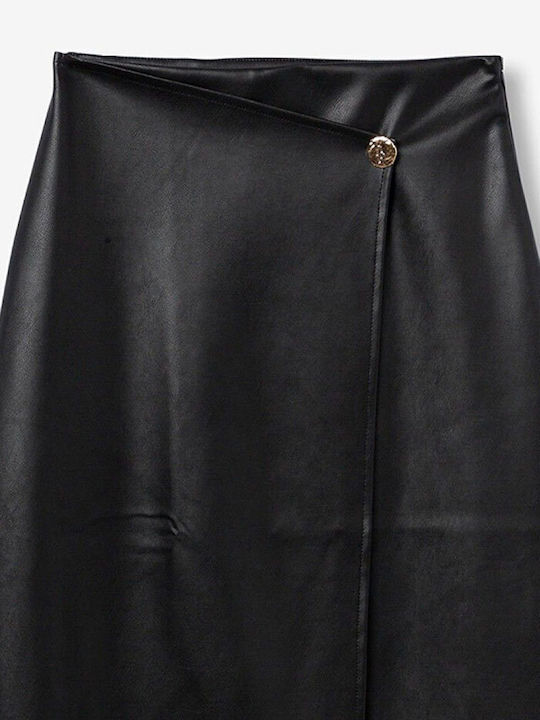 Leather Midi Skirt Black