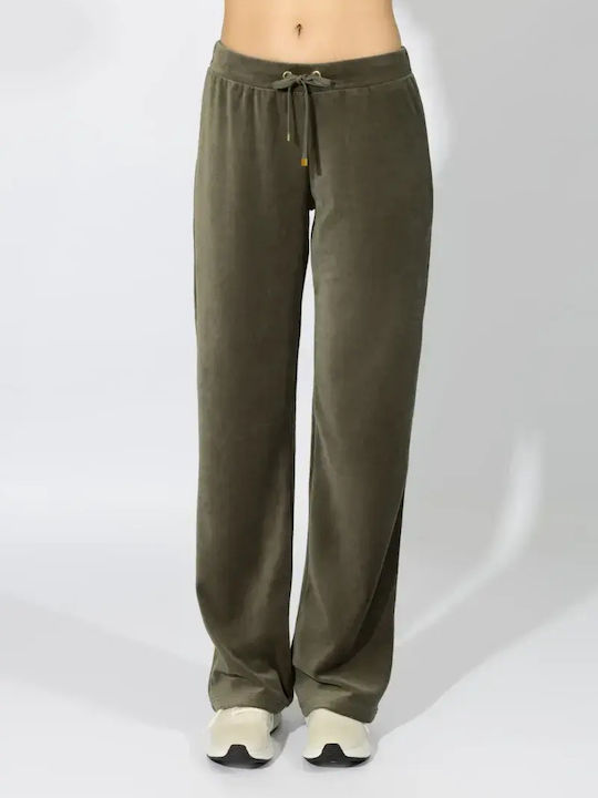 Sweatpants Set Velvet Khaki