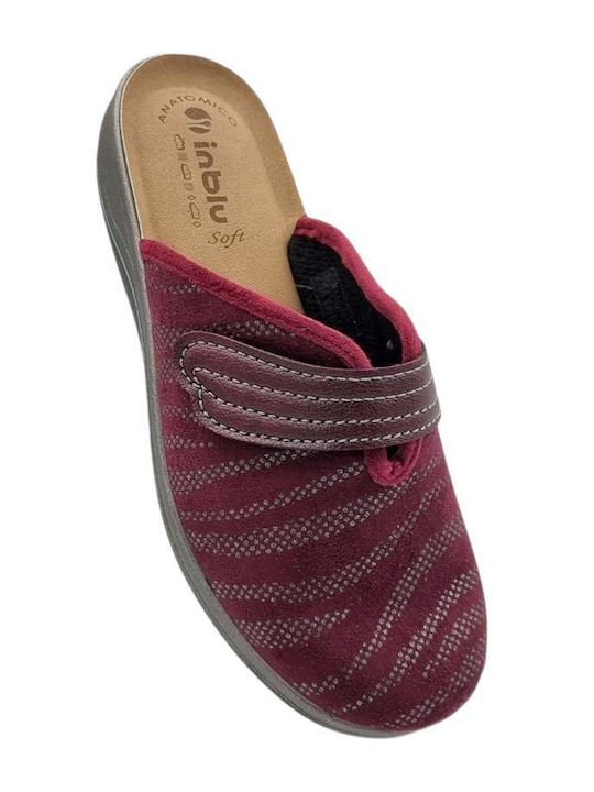 Leather Winter Women's Slippers Burgundy