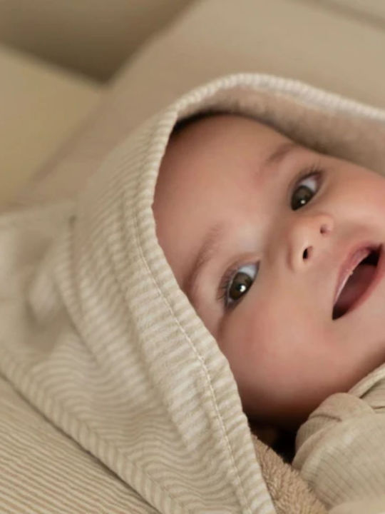 Little Dutch Baby Hooded Bath Towel Baby Bunny Beige 75x75cm