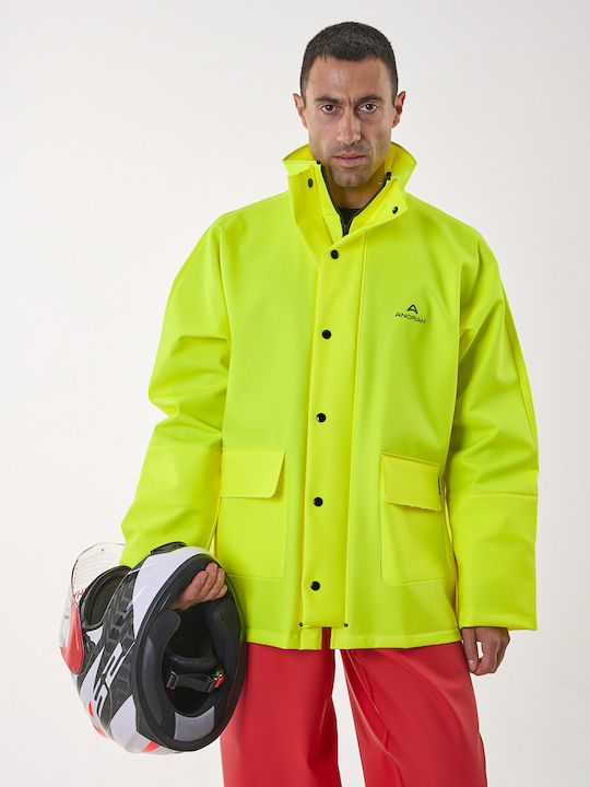 Anorak Street Long Men's Waterproof Riding Jacket Fluo Yellow