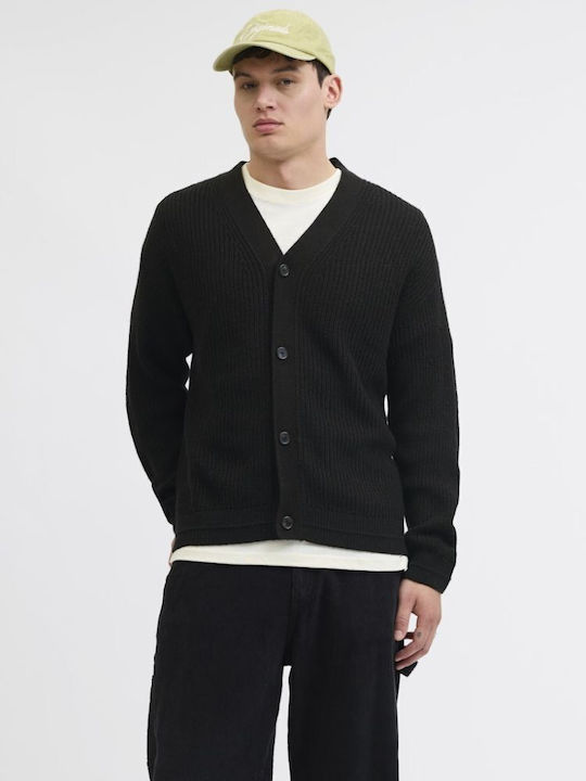 Herren Strickjacke mit Knöpfen Black