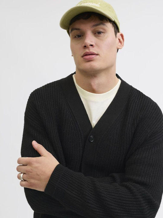Herren Strickjacke mit Knöpfen Black