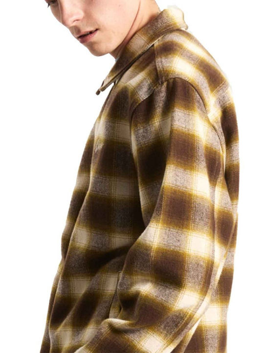 Overshirt Mânecă Lungă Carou Oatmeal