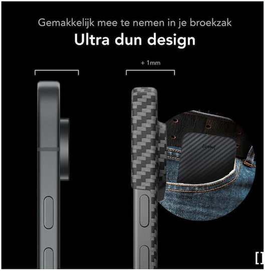 Калъф Google Pixel 10 Pro XL Nekit Fiber Твърд Съвместим с Magsafe Aramid Fiber 1 мм 1500d Kevlar Черен 8719246494642
