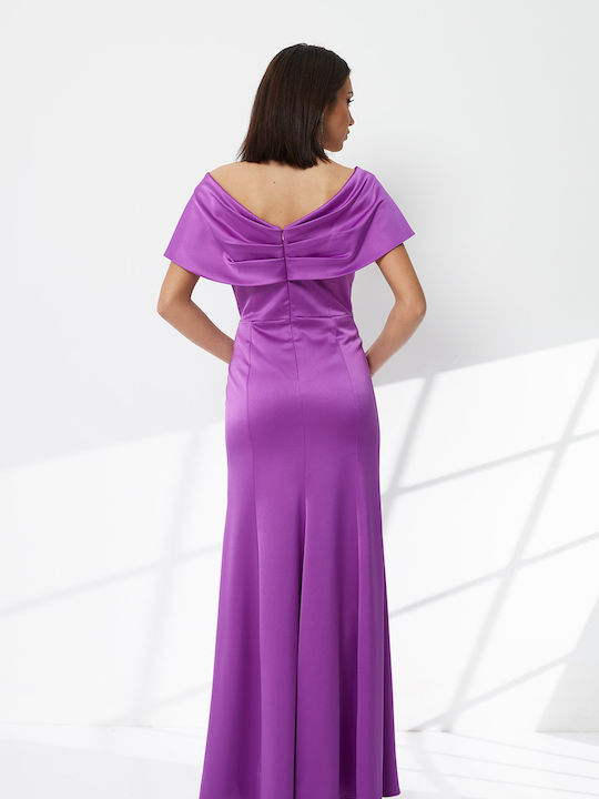 Maxi Evening Dress Draped Purple